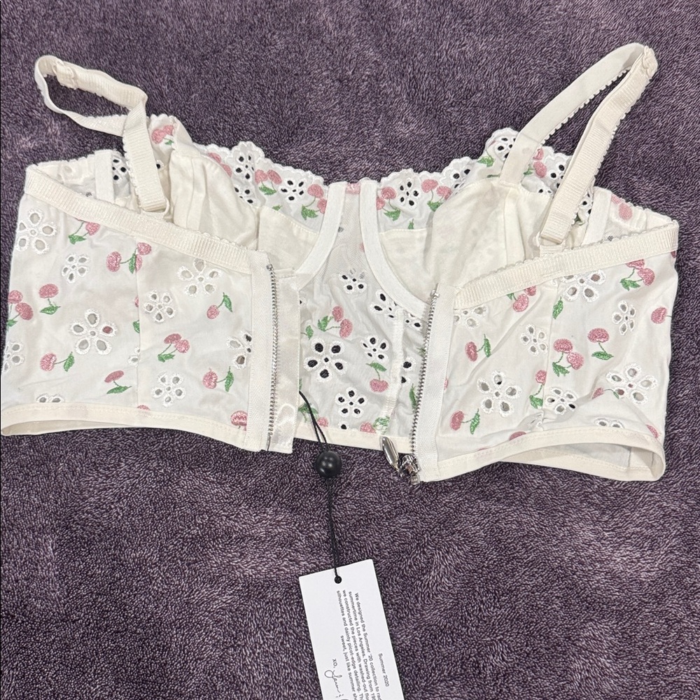 For Love And Lemons Cream Floral Lace Top - Picture 2 of 4